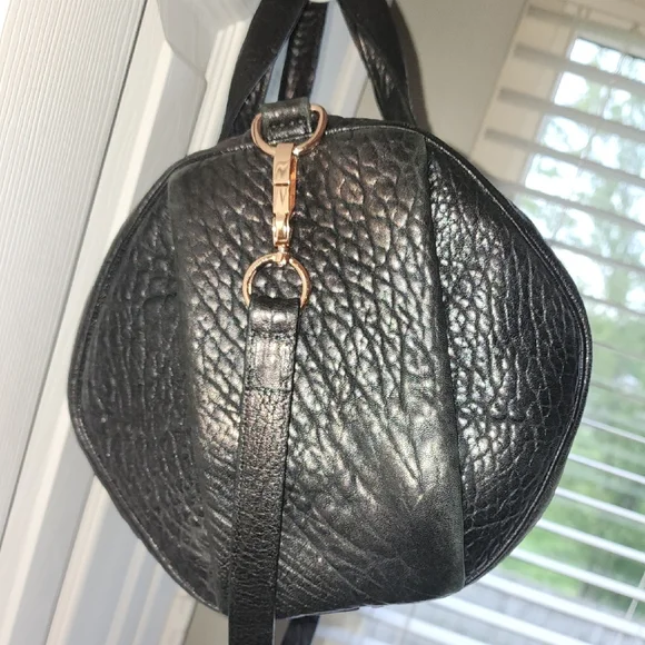 Alexander Wang Textured Black Shoulder Bag with Rose Gold Accents